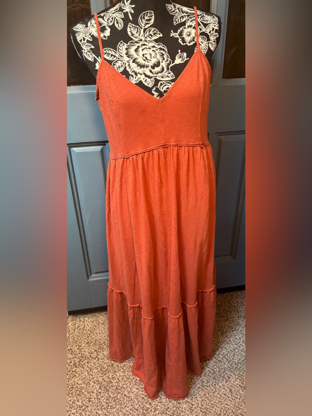 American Eagle Outfitters Terracotta Spaghetti-Strap Maxi Dress